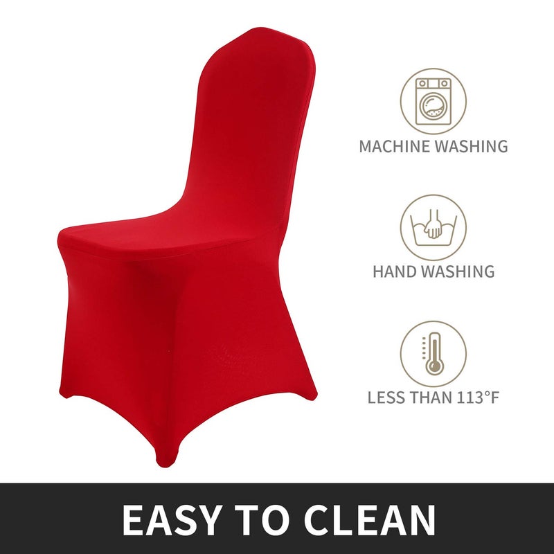 Peomeise Stretch Spandex Chair Cover for Wedding Party Dining Banquet Event (Red, 25) - Image 3